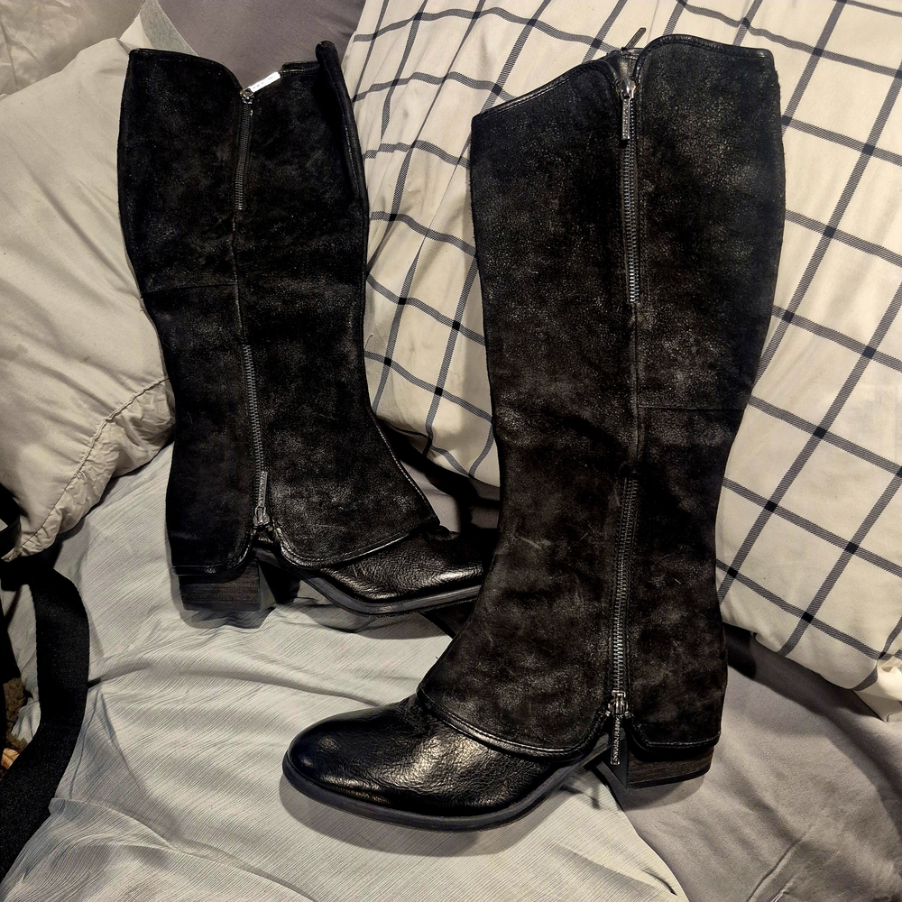 Donald J. Pliner Black Suede Heeled Boots